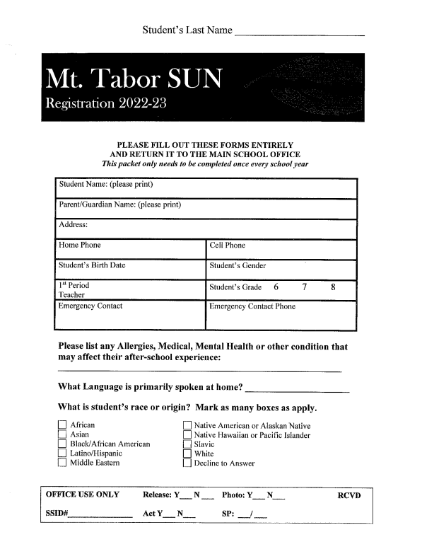 Mt Tabor SUN form